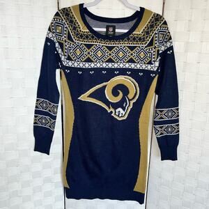 Los Angeles Rams Vintage NFL Long Sleeve Blue And Gold Sweater Dress Size Small